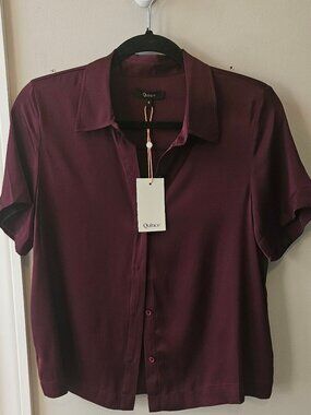 Quince Washable Stretch Silk Short Sleeve Blouse